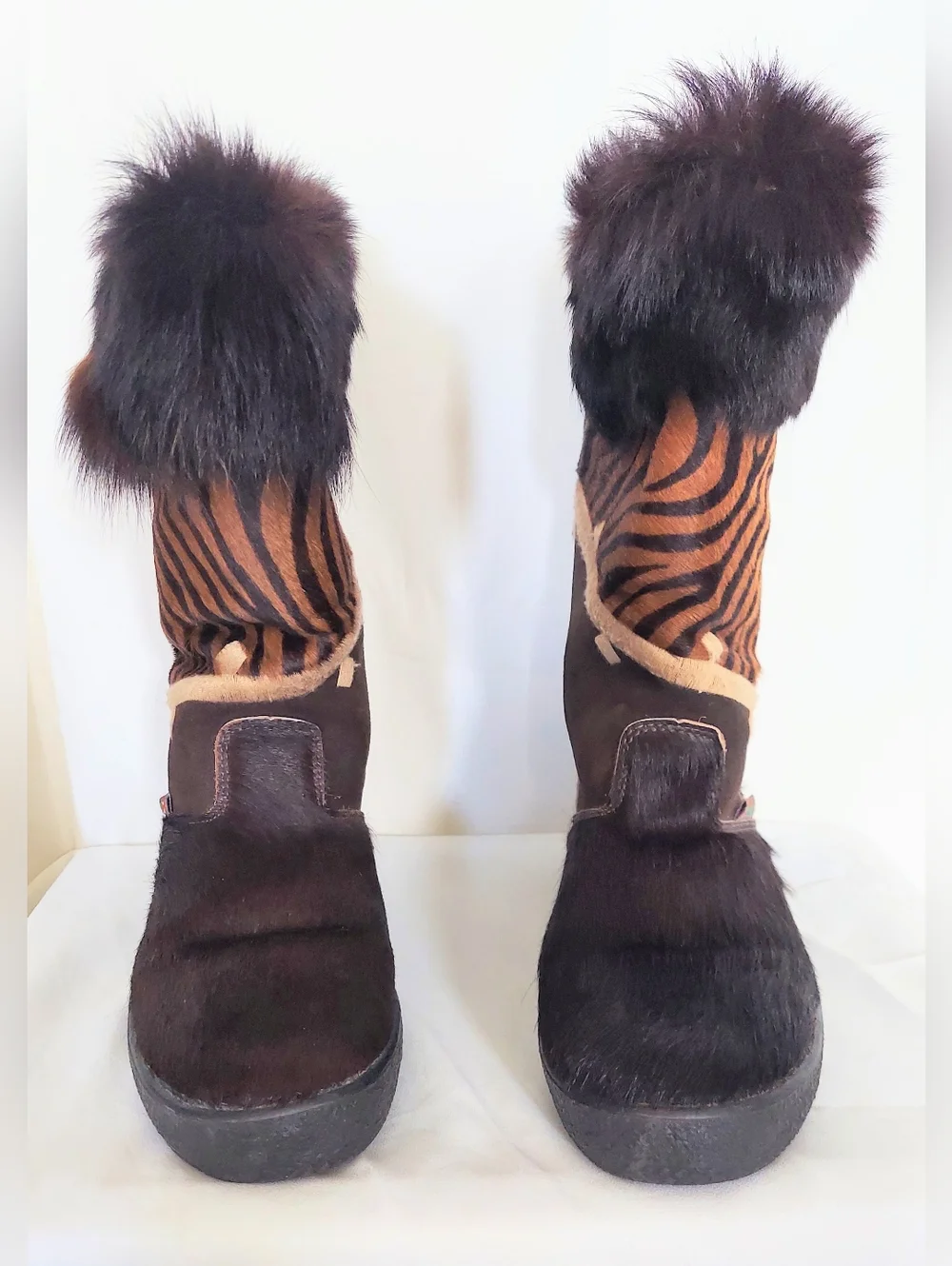 Pajar Apres Ski Goat Hair Animal Print Boots US 7.5 EU 38 Made in Italy